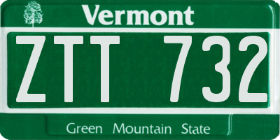 VT license plate ZTT732