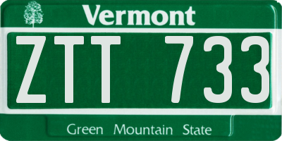 VT license plate ZTT733