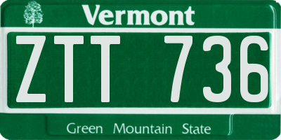 VT license plate ZTT736
