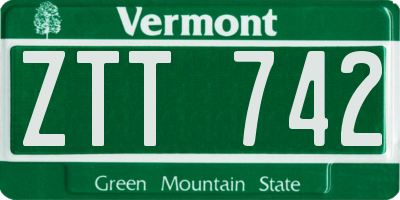 VT license plate ZTT742