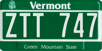 VT license plate ZTT747