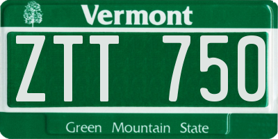VT license plate ZTT750