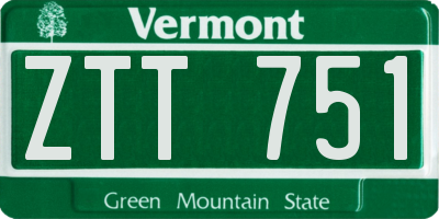 VT license plate ZTT751