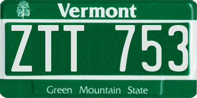VT license plate ZTT753