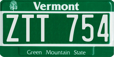 VT license plate ZTT754