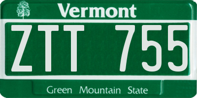 VT license plate ZTT755