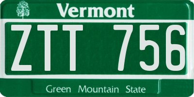 VT license plate ZTT756