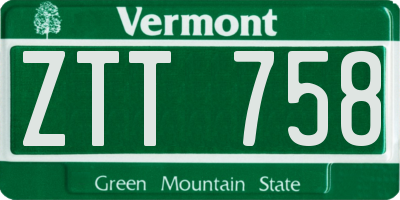 VT license plate ZTT758