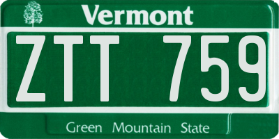 VT license plate ZTT759