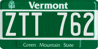 VT license plate ZTT762