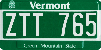 VT license plate ZTT765