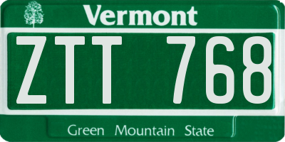 VT license plate ZTT768
