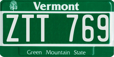 VT license plate ZTT769