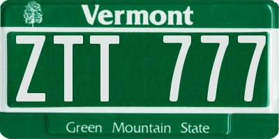 VT license plate ZTT777