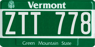 VT license plate ZTT778