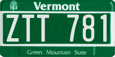 VT license plate ZTT781