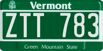 VT license plate ZTT783