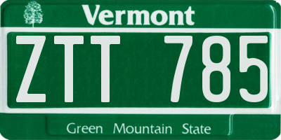 VT license plate ZTT785