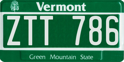 VT license plate ZTT786