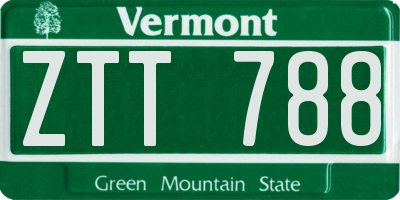 VT license plate ZTT788