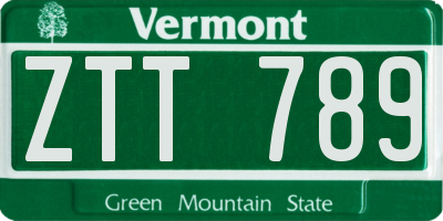 VT license plate ZTT789