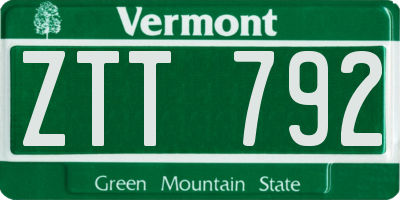 VT license plate ZTT792