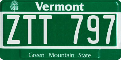 VT license plate ZTT797