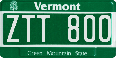 VT license plate ZTT800