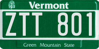 VT license plate ZTT801