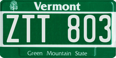 VT license plate ZTT803