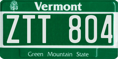 VT license plate ZTT804