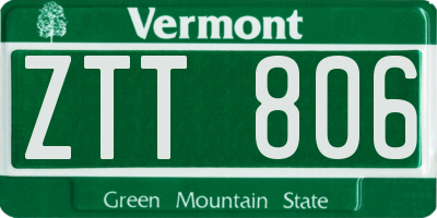VT license plate ZTT806
