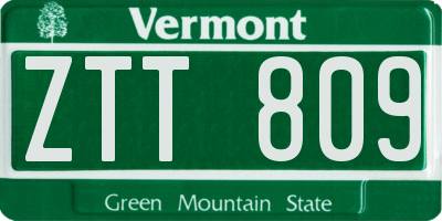 VT license plate ZTT809