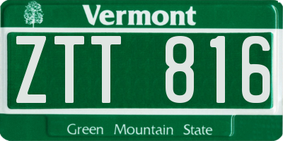 VT license plate ZTT816