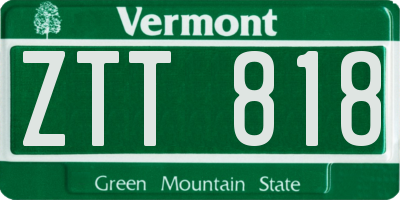 VT license plate ZTT818