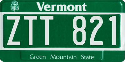 VT license plate ZTT821