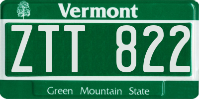 VT license plate ZTT822