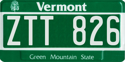 VT license plate ZTT826