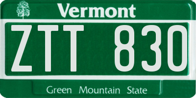 VT license plate ZTT830