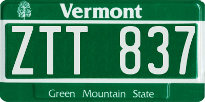 VT license plate ZTT837