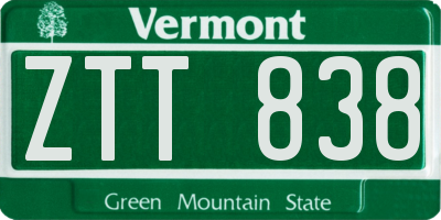 VT license plate ZTT838