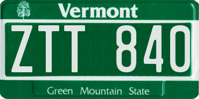 VT license plate ZTT840