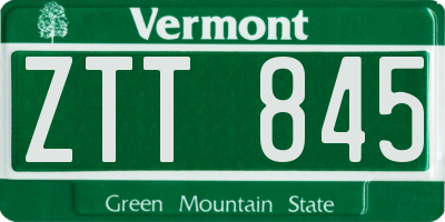 VT license plate ZTT845