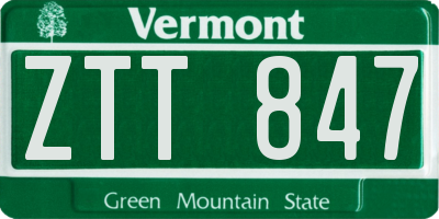 VT license plate ZTT847