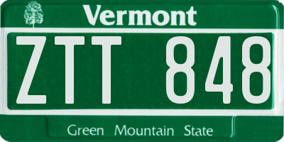 VT license plate ZTT848