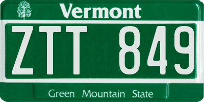 VT license plate ZTT849