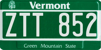 VT license plate ZTT852