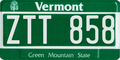 VT license plate ZTT858