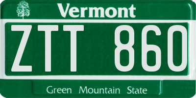VT license plate ZTT860