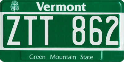 VT license plate ZTT862